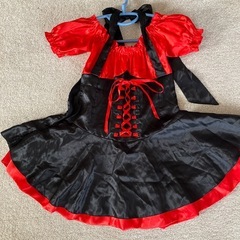 【お話し中】キッズ　ハロウィン赤黒ドレス（中古）の画像