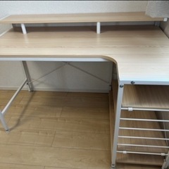 【10/17まで】パソコンデスク L字型 90cm 棚付きの画像