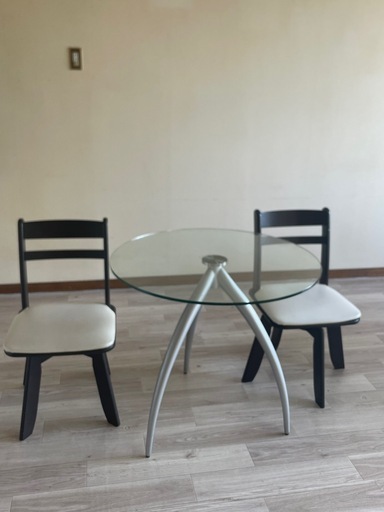 ガラス丸テーブルセット(中古)