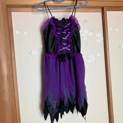 キッズ　ハロウィン紫黒キャミソールドレス（中古）の画像