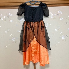 キッズ　ハロウィン　オレンジ黒ドレス（中古）の画像