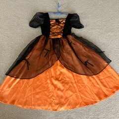 キッズ　ハロウィン　オレンジ黒ドレス（中古）の画像