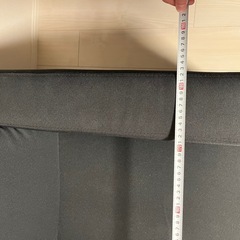 3人掛けソファ、クッション×2つき、L字にもできます。の画像