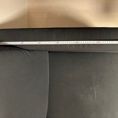 3人掛けソファ、クッション×2つき、L字にもできます。の画像
