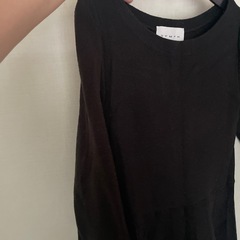 黒ニットワンピース　ロング丈の画像