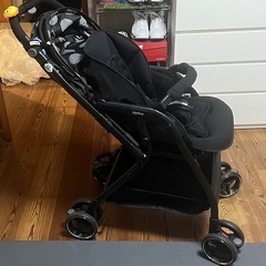 Aprica アップリカ　ベビーカー オプティア　両対面　ドット柄 黒の画像