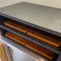 ニトリ スタッキングトレーセット 木製 大量の画像