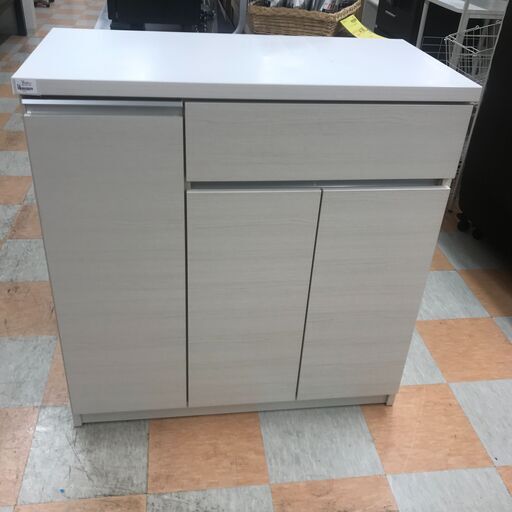 ジャングルジャングル石川金沢店】 レンジ台 ホワイト/木目調 W90×D45