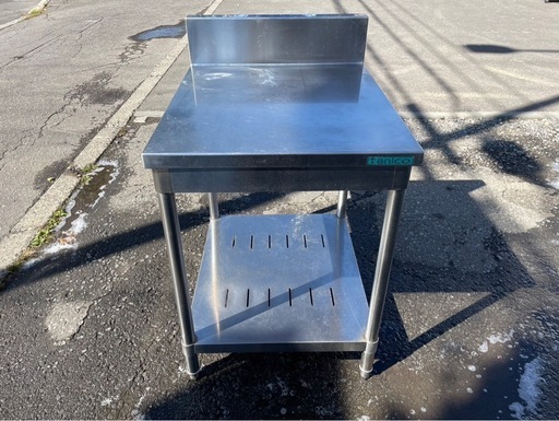 tanico　タニコー　業務用　ステンレス製　作業台　バックガード付き　下段　棚板あり　コンロ台　ガス台　調理台　厨房　設備　W600　D750　H950　中古　③