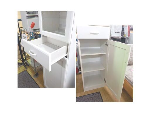 食器棚 幅40㎝ 高さ180㎝ スリム キッチン収納 ホワイト セシルナ カップボード 西岡店