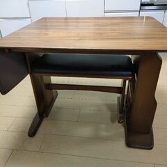 伸張式ダイニングテーブルセット 奥行75cm×幅120cmの画像