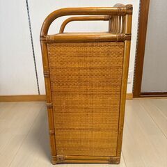 藤 ラタン チェスト アンティーク たんす 4段チェスト 棚の画像