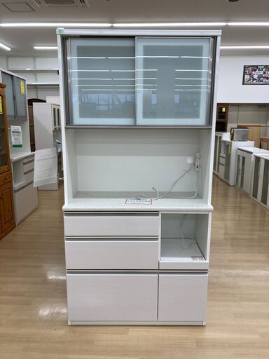 A-222【リユースのサカイ野々市店】食器棚2枚白　(幅)100.5cm×(奥行き)45cm×(高さ)200cm ※クリーニング済み