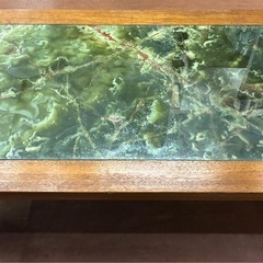 ★石部分はかなりの重量がある為、配達等の相談受け付けてます★ 瑪瑙・オニキス・大理石 テーブル グリーン 高さ45cm×幅140cm×奥行き80cmの画像