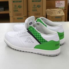 未使用保管品 KAPPA スニーカー 30.0cm ホワイト×グリーン 市松模様 8S 57-2 札幌市 清田区 平岡の画像