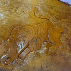 GYP0928 一枚板　天板　衝立　檜　虎　山猫の画像