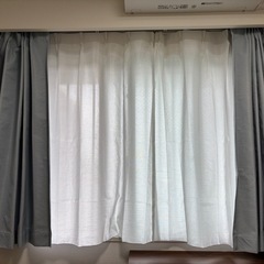 ニトリ　ブルー遮光カーテンandレースカーテンセットの画像
