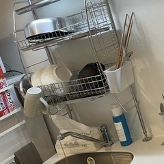 ※直接引き取り可能な方※【燕三条製】 突っ張り 水切りラック 水切り シンク上 つっぱり バスケットの画像