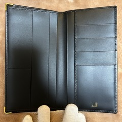ダンヒル二つ折り長財布メンズロングウォレット二つ折り財布折財布さいふサイフ札入れ男性用紳士財布ブラック黒色イタリア製小銭入れなしの画像
