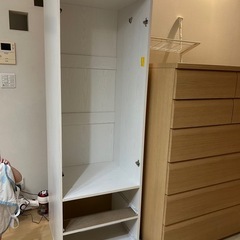 ニトリ　ワードローブ　ホワイト木目　美品の画像
