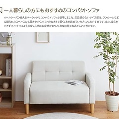 【シミあり】布製　2人掛けソファ　コンパクトの画像