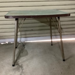昭和レトロ　サイドテーブル　ミッドセンチュリー　グリーン　ガーデニングテーブルの画像