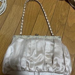 お呼ばれバッグ2点、パールロングネックレス　の3点セットの画像