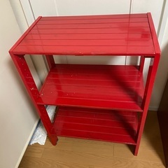 取引中！　赤の木製ラックの画像