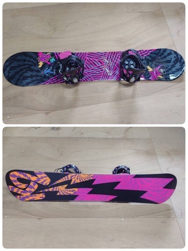 ● H) K2 Spit fire 138cm スノーボード  ビンディング レディース  2点セット マゼンタ ピンク×黒 中古 ③
