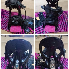 ● H) K2 Spit fire 138cm スノーボード  ビンディング レディース  2点セット マゼンタ ピンク×黒 中古 ③の画像