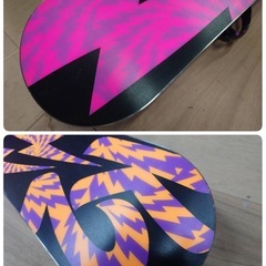 ● H) K2 Spit fire 138cm スノーボード  ビンディング レディース  2点セット マゼンタ ピンク×黒 中古 ③の画像