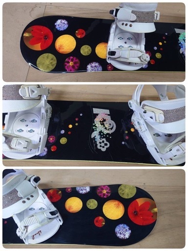 ● I) K2 Flower dew 144cm スノーボード  Head ビンディング レディース  2点セット リアル 花柄×黒 中古 ③