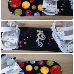 ● I) K2 Flower dew 144cm スノーボード  Head ビンディング レディース  2点セット リアル 花柄×黒 中古 ③の画像