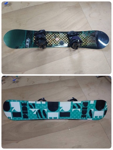 ● J) RIDE compact シリーズ 143cm スノーボード ゴールド×ブラック  Head ビンディング レディース  2点セット  中古 ③