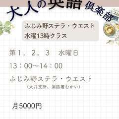 大人の英語倶楽部～ふじみ野市埼玉県～水曜13時　体験受付中の画像