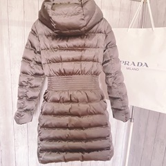 超美品　PRADA プラダ　M　38 ウエスト　ダウン　コート フードの画像