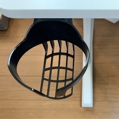 パソコンデスク　リフトテーブル　白　昇降式の画像
