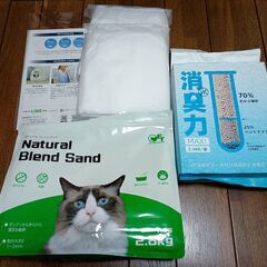 【未使用】猫トイレ。OFTストアの メガトレー。本体・専用ライナー・猫砂セット。の画像