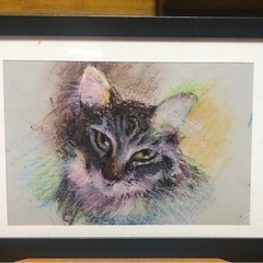 猫　クレヨン画の画像