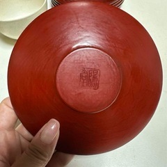 清水焼 雲楽窯 茶器セット 急須 湯呑み & 鎌倉彫 茶托 おぼんの画像