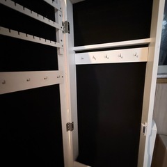 収納付鏡/姿見ミラー/スタンドミラー/ミラー 鏡 姿見/全身鏡/アクセサリー/収納//白 ホワイトの画像