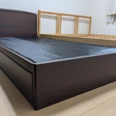 収納付き、セミダブルベッド　(ダークブラウン)【10/5頃までの掲載です】の画像