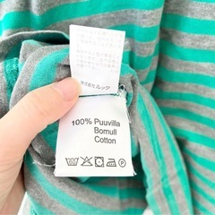 【marimekko】TIIAワンピース XSサイズ 152-158 緑×グレーの画像
