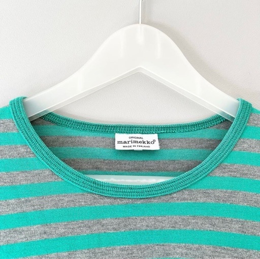 【marimekko】TIIAワンピース XSサイズ 152-158 緑×グレー