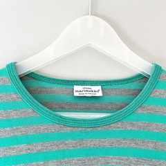 【marimekko】TIIAワンピース XSサイズ 152-158 緑×グレーの画像