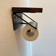 トイレットペーパーホルダー 木製 アイアンの画像