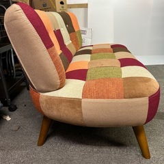 ソファ 2P デイジーパッチワーク オレンジ レッド幅123cm 2人掛け肘なしローソファーの画像