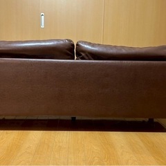 ニトリ　3人掛け合皮ソファ（PVCソファBR）の画像