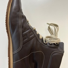 美品エルメスHERMESクイック焦茶メンズレザーハイカットスニーカー紳士靴イタリア製男性用ダークブラウン焦げ茶色ブーツ牛革本革の画像