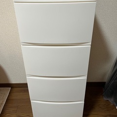 サンカ ルームス 収納 チェスト ホワイト 白 スリム 4段 (幅34×奥行42×高さ87.5cm) スルっと引き出せて スキッと締まる引き出し キズ付きにくいマット加工パネル 簡単組み立て おしゃれ 収納ケース 収納ボックス 日本製 衣装ケース タンス リビング クローゼット 洗面所ROOM'S shade RSD-S344WHの画像